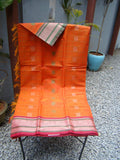 Orange Checks Kanchi Cotton Saree-Saree-House of Taamara-House of Taamara