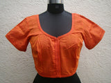 Orange Cotton Blouse Size-38-Blouse-House of Taamara-House of Taamara