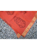 Orange Kalamkari Cotton Saree-Saree-House of Taamara-House of Taamara