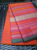 Orange Kanchi Cotton Saree-Saree-House of Taamara-House of Taamara