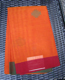 Orange Kanchi Cotton Saree-Saree-House of Taamara-House of Taamara