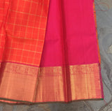 Orange Kanjeevaram Silk Pavadai (Pattu Langa)-Silk Saree-House of Taamara-House of Taamara