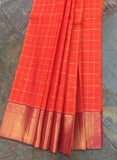 Orange Kanjeevaram Silk Pavadai (Pattu Langa)-Silk Saree-House of Taamara-House of Taamara