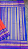 Orange/Blue Kanjeevaram Silk Saree-Silk Saree-House of Taamara-House of Taamara