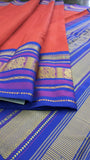 Orange/Blue Kanjeevaram Silk Saree-Silk Saree-House of Taamara-House of Taamara