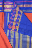 Orange/Blue Kanjeevaram Silk Saree-Silk Saree-House of Taamara-House of Taamara