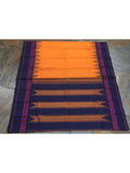 Orange/Blue Kanjeevaram Silk Saree-Silk Saree-House of Taamara-House of Taamara