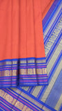 Orange/Blue Kanjeevaram Silk Saree-Silk Saree-House of Taamara-House of Taamara
