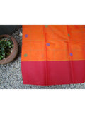 Orange/Maroon/Green Kanchi Cotton Saree-Saree-House of Taamara-House of Taamara
