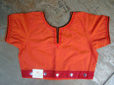Orange/Red Cotton Blouse Size-40-Blouse-House of Taamara-House of Taamara
