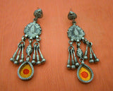Orange/red Stained Glass Silver Earrings-Earrings-House of Taamara-House of Taamara