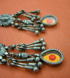 Orange/red Stained Glass Silver Earrings-Earrings-House of Taamara-House of Taamara