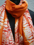 Orange/White/Red Shibori Silk Stole-Silk Stole-House of Taamara-House of Taamara