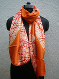 Orange/White/Red Shibori Silk Stole-Silk Stole-House of Taamara-House of Taamara