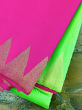 Parrot Green/Pink Kanjeevaram Silk Saree-Silk Saree-House of Taamara-House of Taamara