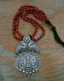 Pink Bead Chain with Silver Pendant-Silver Neckpiece-House of Taamara-House of Taamara