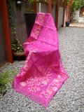 Pink Muslin Jamdani Saree-Saree-House of Taamara-House of Taamara