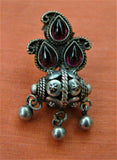 Pink Stone Silver Earrings-Earrings-House of Taamara-House of Taamara