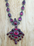 Pink Stone Silver Necklace-Silver Neckpiece-House of Taamara-House of Taamara