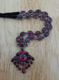 Pink Stone Silver Necklace-Silver Neckpiece-House of Taamara-House of Taamara