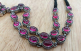 Pink Stone Silver Necklace-Silver Neckpiece-House of Taamara-House of Taamara