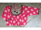 Pink/Black/Orange Cotton Blouse Size-34-Blouse-House of Taamara-House of Taamara