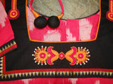 Pink/Black/Orange Cotton Blouse Size-34-Blouse-House of Taamara-House of Taamara