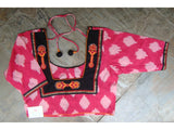 Pink/Black/Orange Cotton Blouse Size-34-Blouse-House of Taamara-House of Taamara