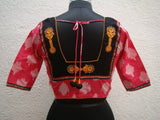 Pink/Black/Yellow Cotton Blouse Size-36-Blouse-House of Taamara-House of Taamara