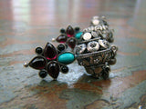 Pink/Blue Stone Silver Earrings-Earrings-House of Taamara-House of Taamara