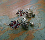 Pink/Blue Stone Silver Earrings-Earrings-House of Taamara-House of Taamara