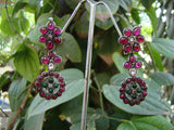 Pink/Green Stone Silver Earrings-Earrings-House of Taamara-House of Taamara