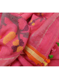 Pink/Orange/Yellow Linen Saree-Saree-House of Taamara-House of Taamara