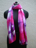 Pink/Purple/White Shibori Silk Stole-Silk Stole-House of Taamara-House of Taamara