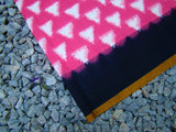 Pink/White/Black Ikat Cotton Saree-Saree-House of Taamara-House of Taamara