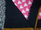 Pink/White/Black Ikat Cotton Saree-Saree-House of Taamara-House of Taamara
