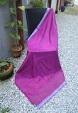 Purple Chanderi Silk Cotton Applique Work Saree-Silk Cotton Saree-House of Taamara-House of Taamara