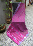 Purple Chanderi Silk Cotton Applique Work Saree-Silk Cotton Saree-House of Taamara-House of Taamara
