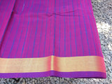 Purple Stripes Kanchi Cotton Saree-Saree-House of Taamara-House of Taamara