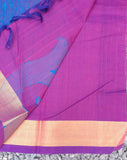 Purple Stripes Kanchi Cotton Saree-Saree-House of Taamara-House of Taamara