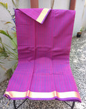 Purple Stripes Kanchi Cotton Saree-Saree-House of Taamara-House of Taamara