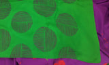 Purple/Red/Green Printed Habutai Silk Saree-Silk Saree-House of Taamara-House of Taamara
