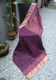 Purple/Wine Chanderi Silk Cotton Applique Work Saree-Silk Cotton Saree-House of Taamara-House of Taamara