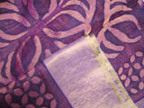 Purple/Wine Chanderi Silk Cotton Applique Work Saree-Silk Cotton Saree-House of Taamara-House of Taamara