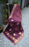 Purple/Wine Chanderi Silk Cotton Applique Work Saree-Silk Cotton Saree-House of Taamara-House of Taamara