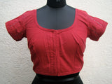 Red Cotton Blouse Size-38-Blouse-House of Taamara-House of Taamara