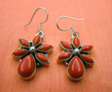 Red Stone Silver Earrings-Earrings-House of Taamara-House of Taamara