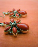 Red Stone Silver Earrings-Earrings-House of Taamara-House of Taamara