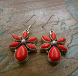 Red Stone Silver Earrings-Earrings-House of Taamara-House of Taamara