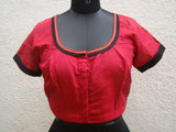 Red/Black Cotton Blouse Size-38-Blouse-House of Taamara-House of Taamara